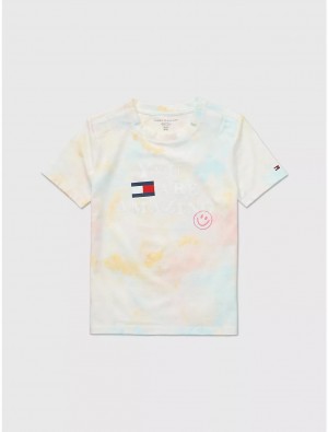 Tommy Hilfiger Tie-Dye T-Shirt Tops Fresh White/Multi | 7648-NBFRC