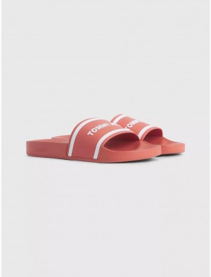 Tommy Hilfiger Tommy Jeans Pool Slide Shoes Burnt Vermillion | 3129-ZALBK