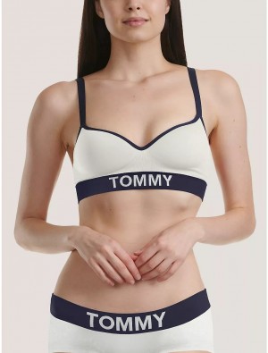 Tommy Hilfiger Tommy Logo Bralette Bras White | 2830-IULSZ