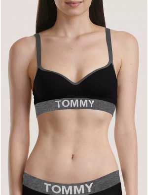 Tommy Hilfiger Tommy Logo Bralette Bras Black | 0679-RDYFP