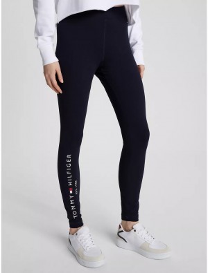 Tommy Hilfiger Tommy Logo Legging Pants & Shorts Desert Sky | 8247-FAHEZ