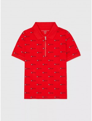 Tommy Hilfiger Tommy Logo Polo Tops Blush Red | 7350-KYJMQ