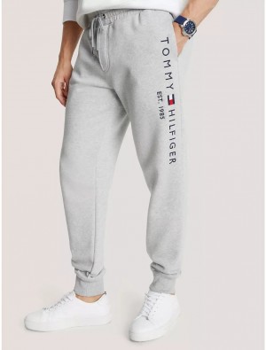 Tommy Hilfiger Tommy Logo Sweatpant Pants Grey Heather | 7263-LDQGN