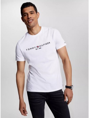 Tommy Hilfiger Tommy Logo T-Shirt T-Shirts Fresh White | 5298-PWMVB