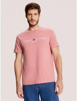 Tommy Hilfiger Tommy Logo T-Shirt T-Shirts Pink Blossom | 1873-DEWAF