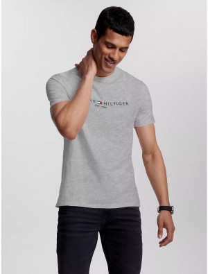 Tommy Hilfiger Tommy Logo T-Shirt T-Shirts Grey Heather | 3157-FEWGH