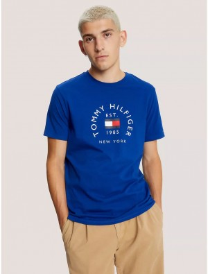 Tommy Hilfiger Tommy NY Logo T-Shirt T-Shirts Midnight Blue | 2319-RAVHE