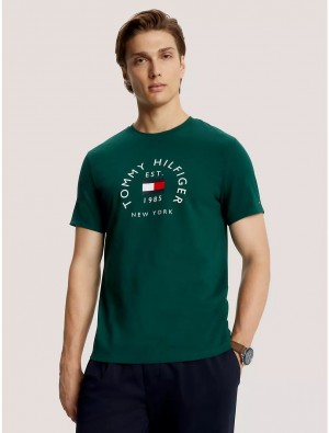 Tommy Hilfiger Tommy NY Logo T-Shirt T-Shirts Hunter | 8065-LOZTC