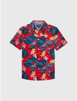 Tommy Hilfiger Tropics Short-Sleeve Shirt Tops Tropical Leaf Print | 5087-CPTXY