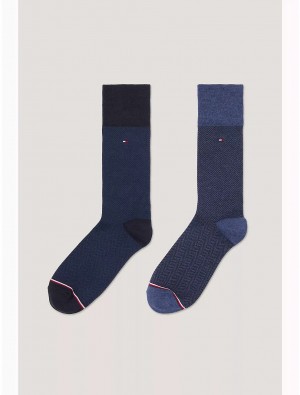 Tommy Hilfiger Trouser Sock 2-Pack Socks Dark Blue Heather/Multi | 5841-KSPHW