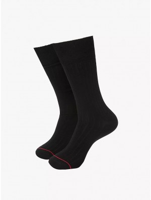 Tommy Hilfiger Trouser Sock 2-Pack Socks Deep Black | 5863-RPOZA