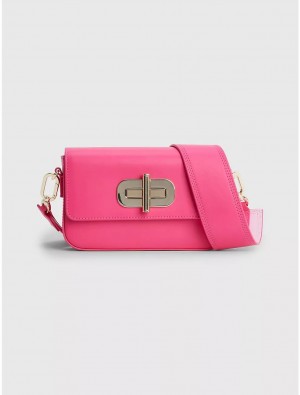 Tommy Hilfiger Turnlock Crossbody Bag Bags Bright Cerise Pink | 3027-CIKYT