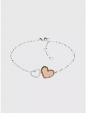 Tommy Hilfiger Two-Tone Heart Bracelet Jewelry Silver | 0834-SOHPE