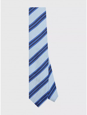 Tommy Hilfiger Varsity Stripe Tie Ties Light Blue | 4230-XPICR