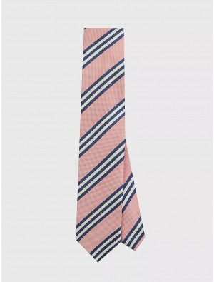 Tommy Hilfiger Varsity Stripe Tie Ties Peach Dusk / Navy | 8023-ZNKHM