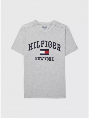 Tommy Hilfiger Varsity T-Shirt Tops Grey Heather | 5036-PFSGX