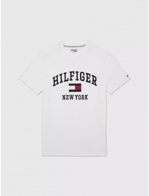 Tommy Hilfiger Varsity T-Shirt Tops Optic White TH | 7026-HWAFK