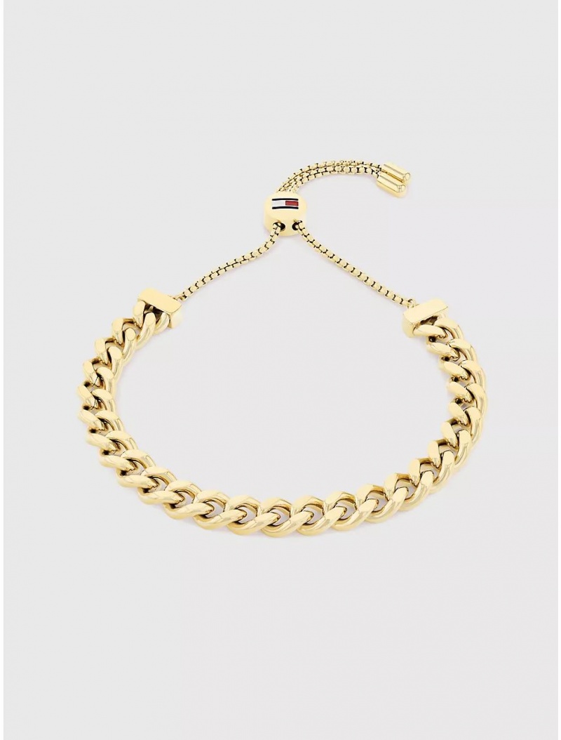 Tommy Hilfiger Adjustable Gold-Tone Chain Link Bracelet Jewelry Gold | 6913-WDTGY