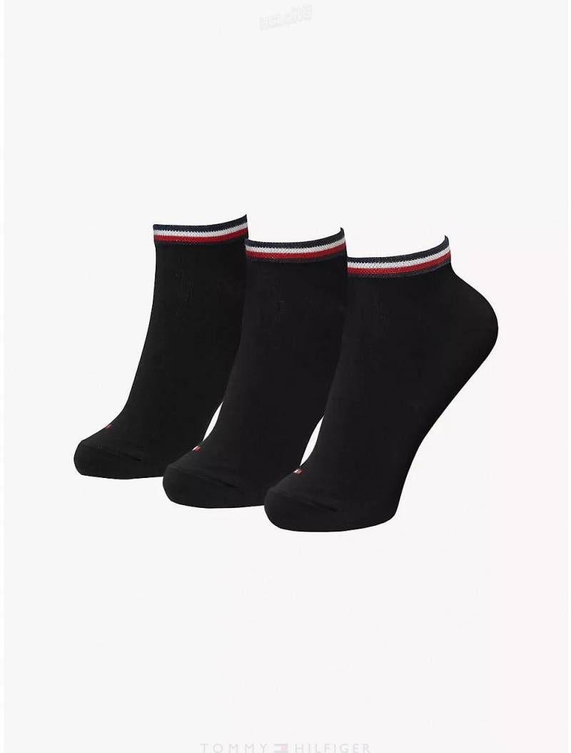 Tommy Hilfiger Ankle Sock 3-Pack Socks Black | 8976-UIMBZ