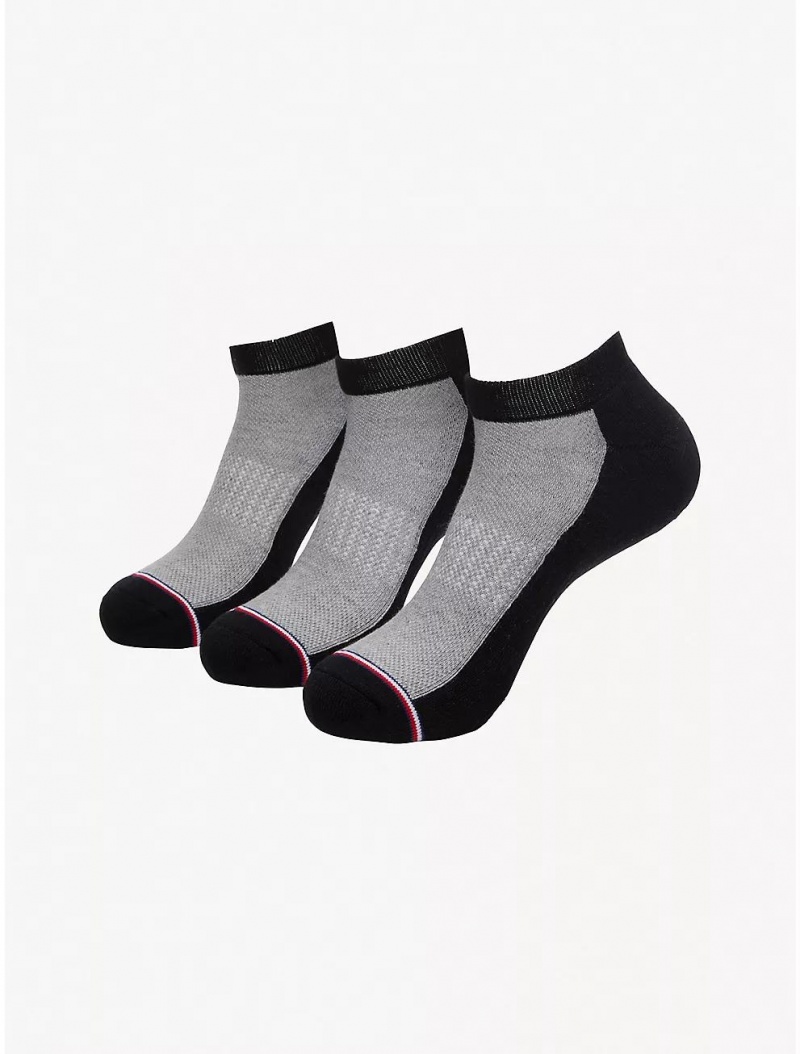 Tommy Hilfiger Ankle Sock 3-Pack Socks Black/Grey | 2849-XLTZY