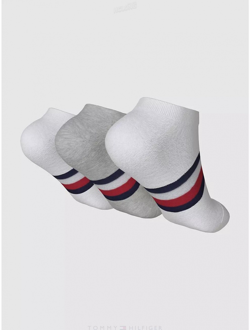 Tommy Hilfiger Ankle Sock 3-Pack Socks Lucent White/Multi | 9182-AFOQI