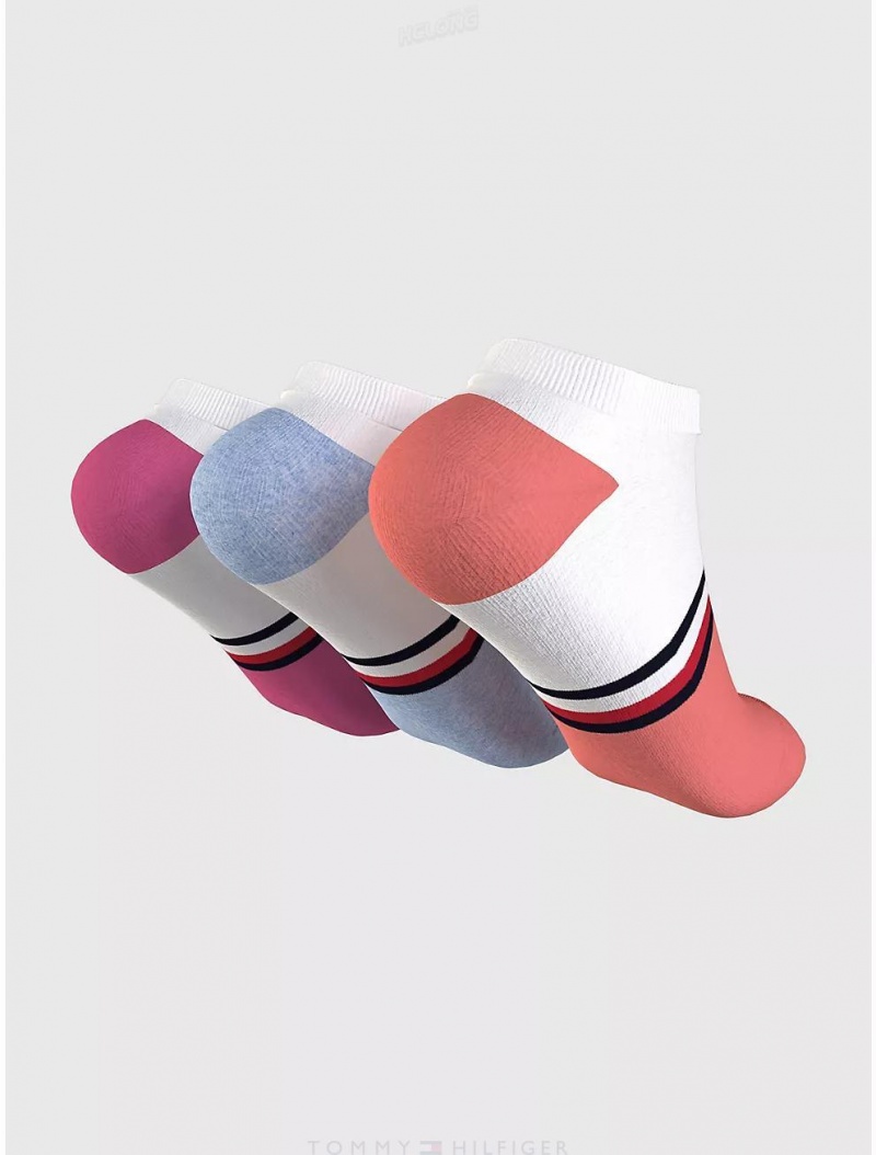 Tommy Hilfiger Ankle Sock 3-Pack Socks Pink Taffy/Multi | 0465-ICAFZ