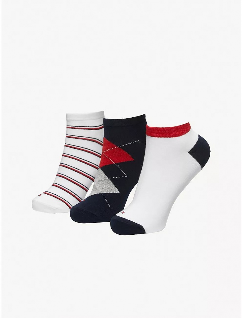 Tommy Hilfiger Ankle Sock 3-Pack Socks White/Multi | 0567-ADHIJ