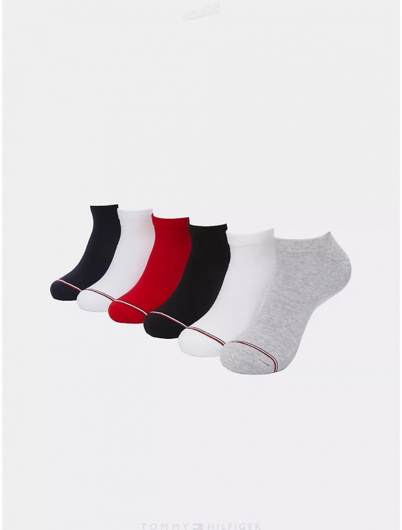 Tommy Hilfiger Ankle Sock 6-Pack Socks White/Multi | 8150-TLNHJ