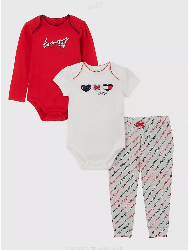 Tommy Hilfiger Babies' Bodysuit & Pant Set 3PC Onesies Assorted | 3276-AWKQH