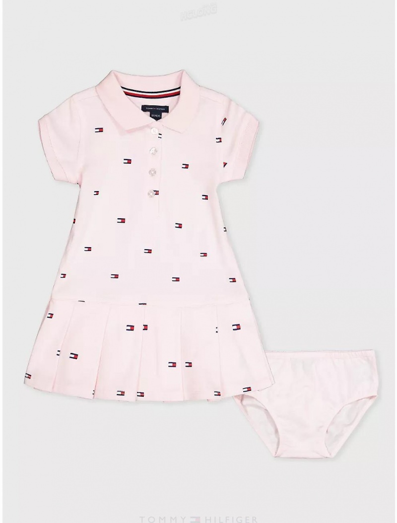 Tommy Hilfiger Babies' Flag Print Dress Dresses & Skirts Ballerina | 8569-ZRQAC