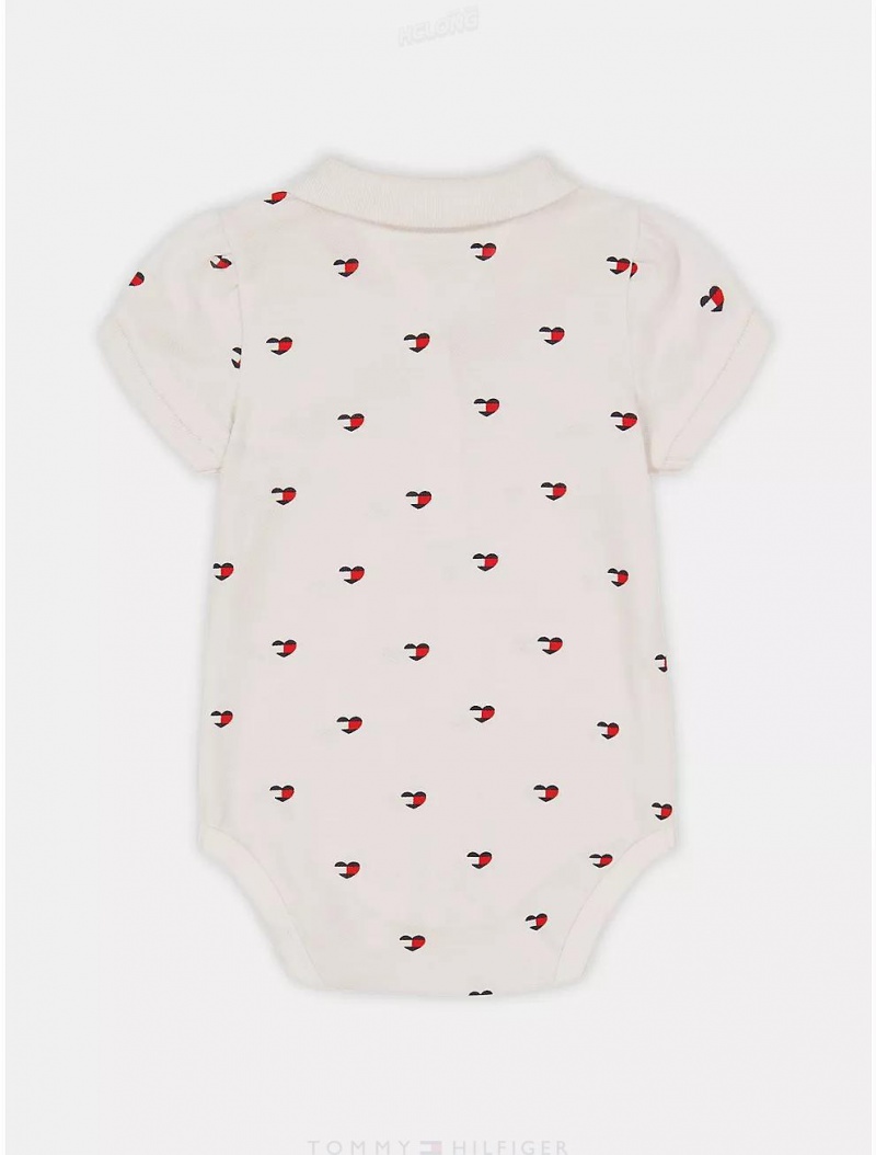 Tommy Hilfiger Babies' Hearts Logo Bodysuit Bodysuits White | 3597-KWLXB