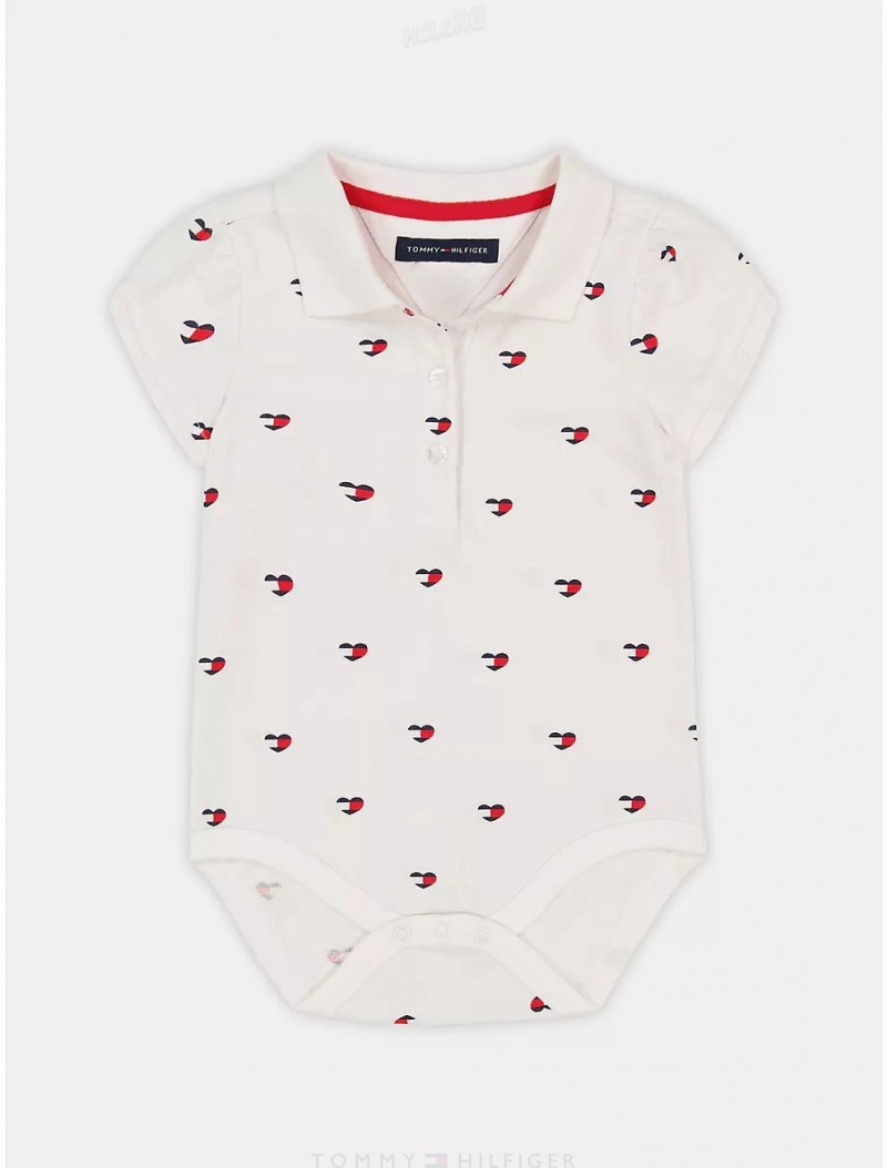 Tommy Hilfiger Babies' Hearts Logo Bodysuit Bodysuits White | 3597-KWLXB