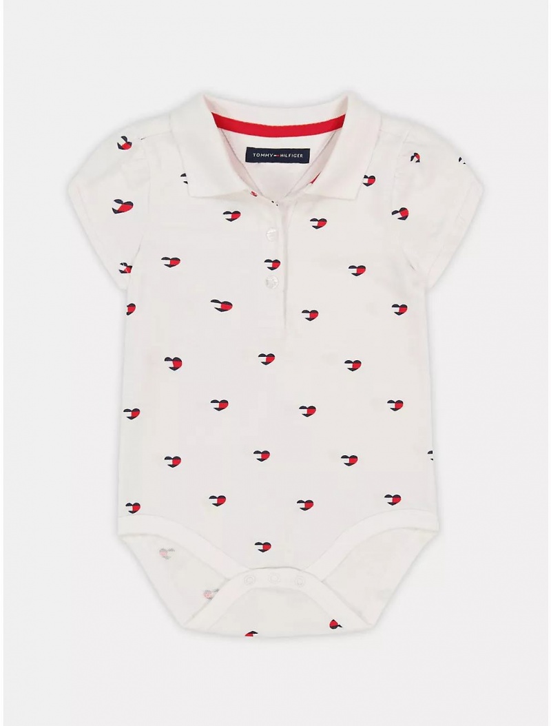 Tommy Hilfiger Babies\' Hearts Logo Bodysuit Bodysuits White | 3597-KWLXB