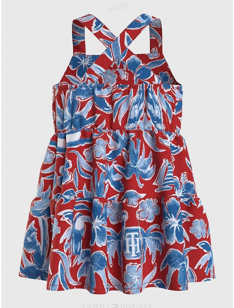 Tommy Hilfiger Babies' Island Print Dress Dresses & Skirts Primary Red | 3712-QRKVA