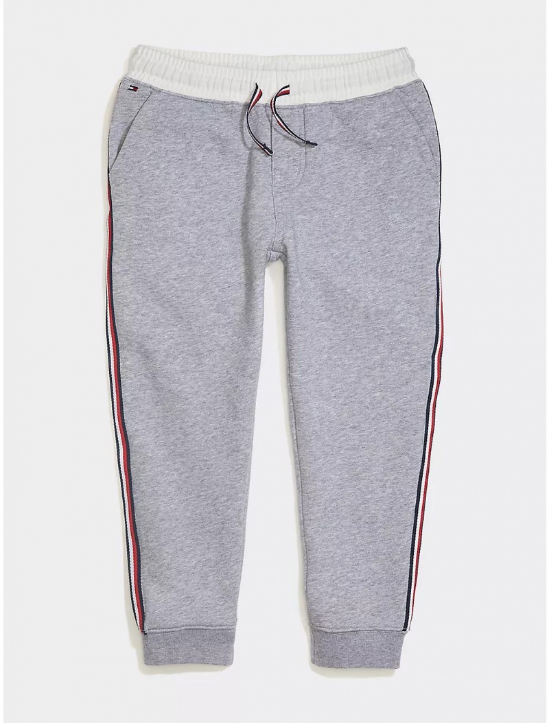 Tommy Hilfiger Babies\' Side Stripe Jogger Sweatpants + Joggers Academy Grey Heather | 6752-HZQXN