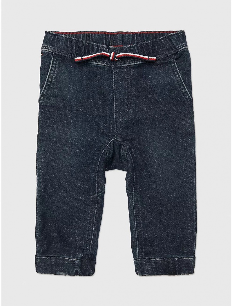 Tommy Hilfiger Babies\' Slim Denim Jogger Sweatpants + Joggers Jonah Wash | 0721-JTOUR