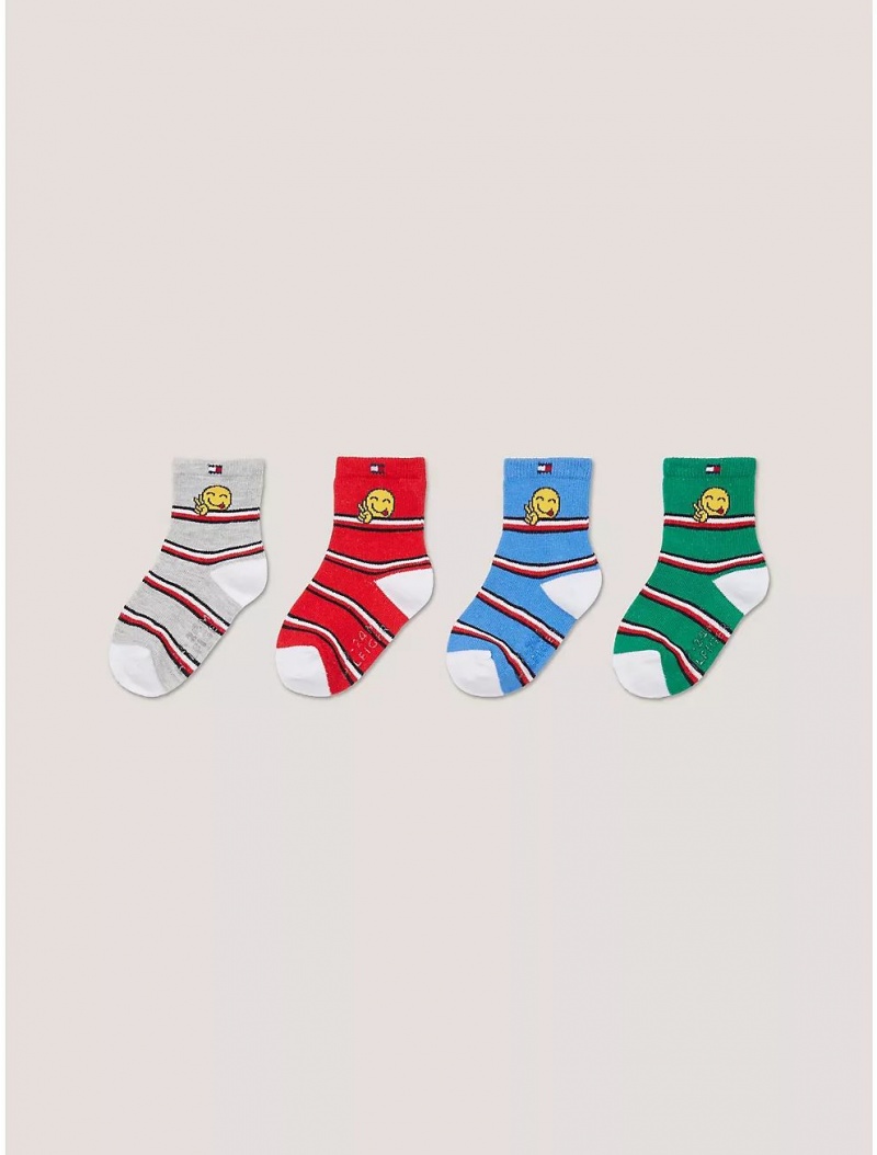 Tommy Hilfiger Babies\' Sock 4-Pack Socks Aegean Ocean/Multi | 8471-VGMLQ