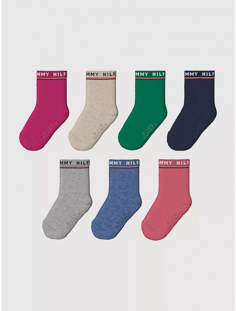 Tommy Hilfiger Babies\' Sock 7-Pack Socks Eccentric Magenta/Multi | 3917-QGNMW