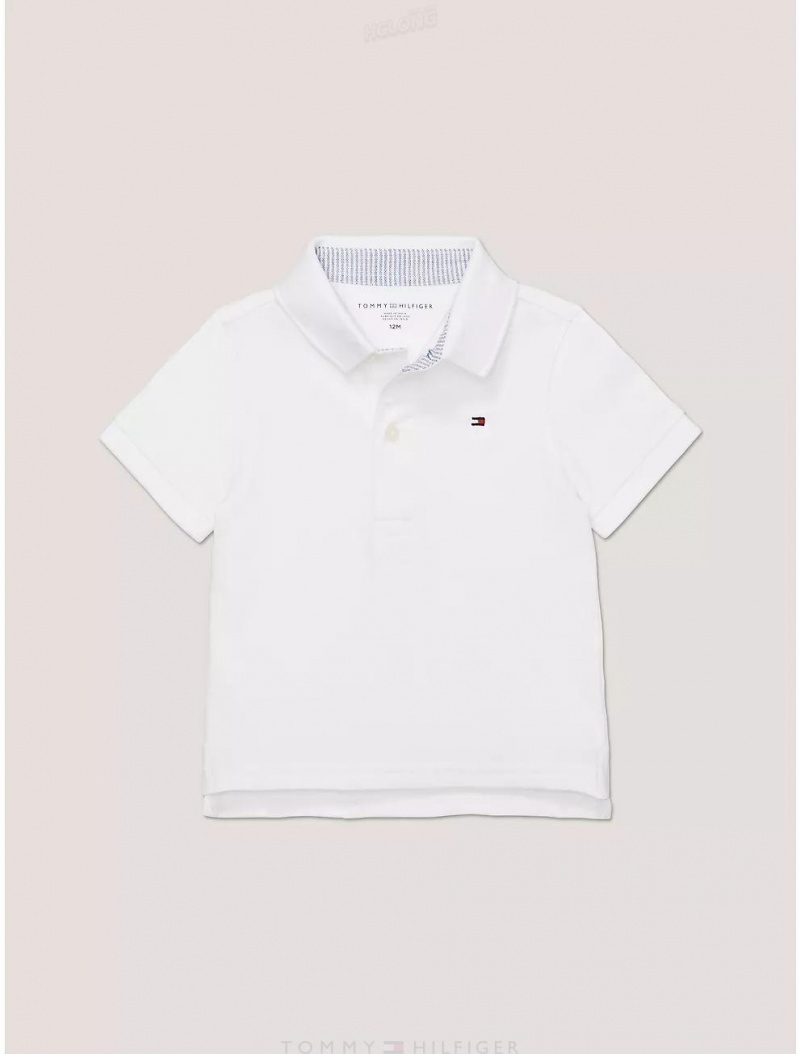 Tommy Hilfiger Babies' Solid Stretch Polo Polos Fresh White | 1257-AMZHV