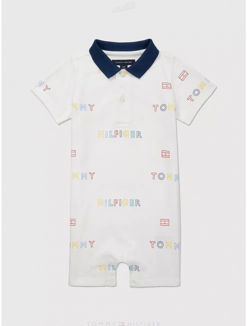 Tommy Hilfiger Babies' Tommy Logo Onesie Onesies Fresh White Multi | 7210-GAWTV