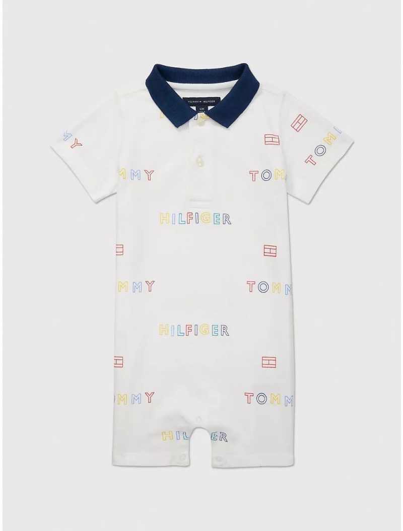 Tommy Hilfiger Babies\' Tommy Logo Onesie Onesies Fresh White Multi | 7210-GAWTV