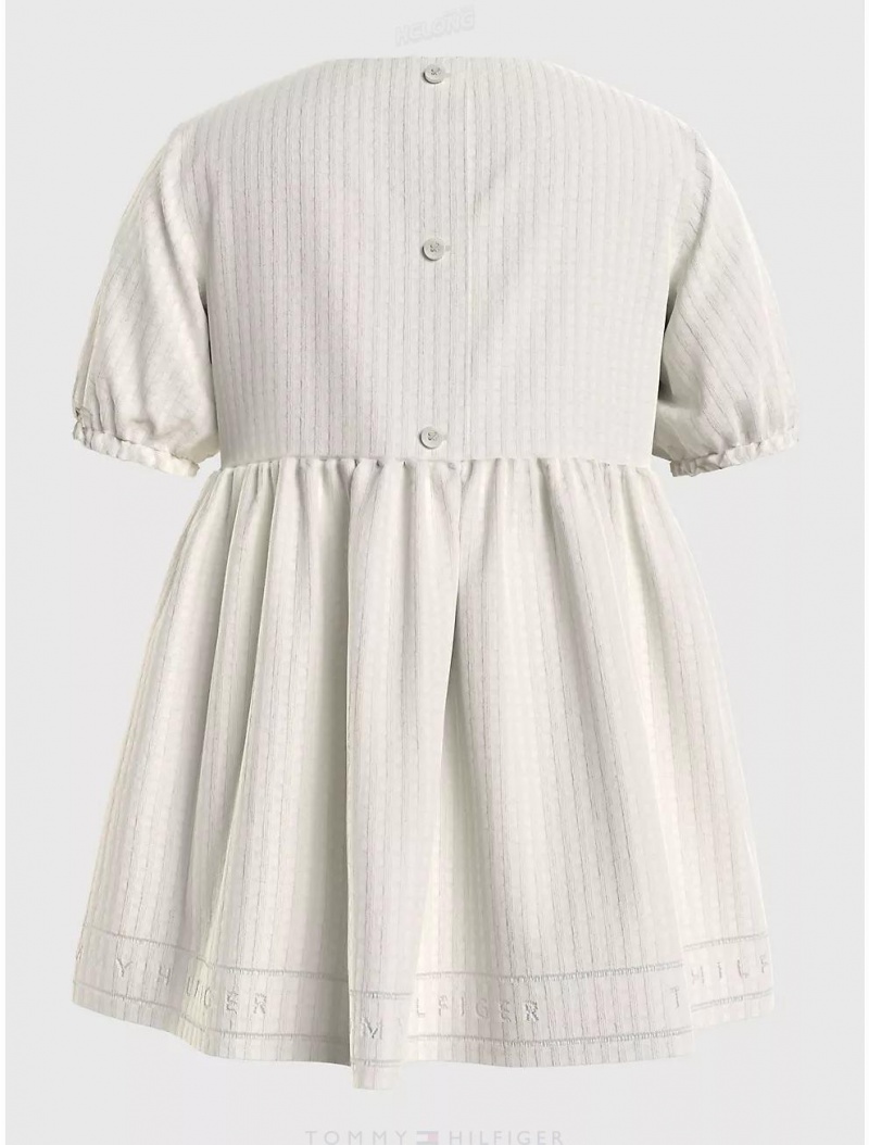 Tommy Hilfiger Babies' Waffle Knit Dress Dresses & Skirts White Greige | 5098-UTWFB