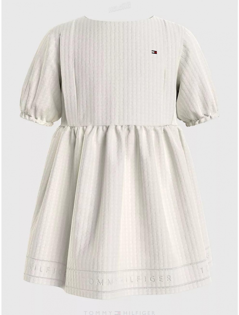 Tommy Hilfiger Babies' Waffle Knit Dress Dresses & Skirts White Greige | 5098-UTWFB