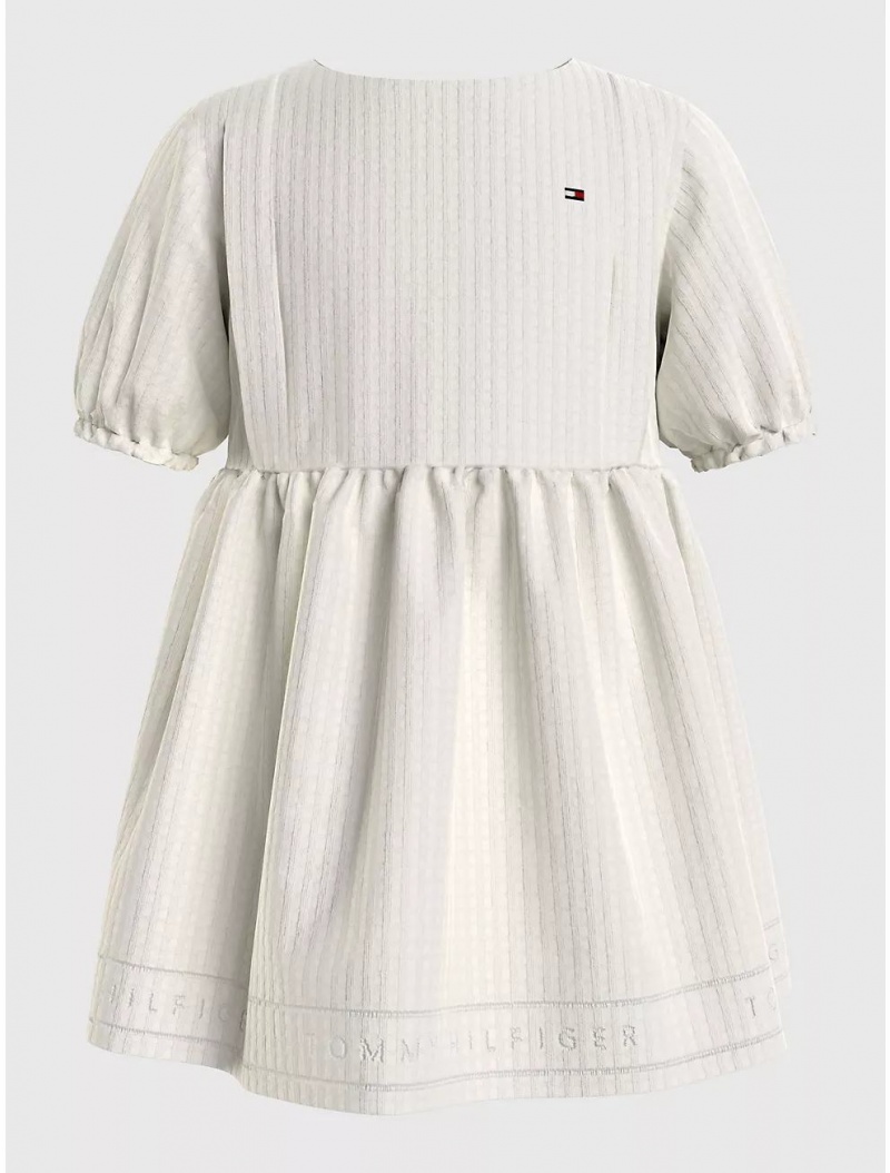 Tommy Hilfiger Babies\' Waffle Knit Dress Dresses & Skirts White Greige | 5098-UTWFB