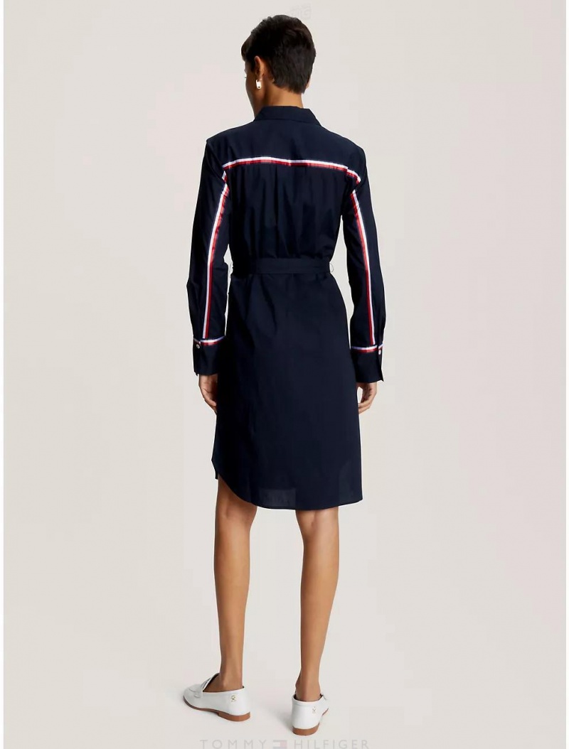 Tommy Hilfiger Belted Poplin Shirtdress Dresses & Skirts Desert Sky | 2964-NWXCP