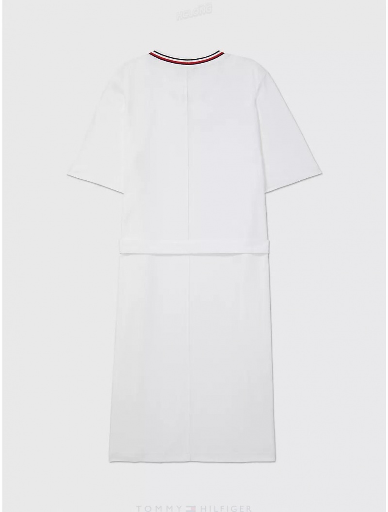 Tommy Hilfiger Belted Shift Dress Dresses & Skirts Optic White TH | 5839-XNAKB