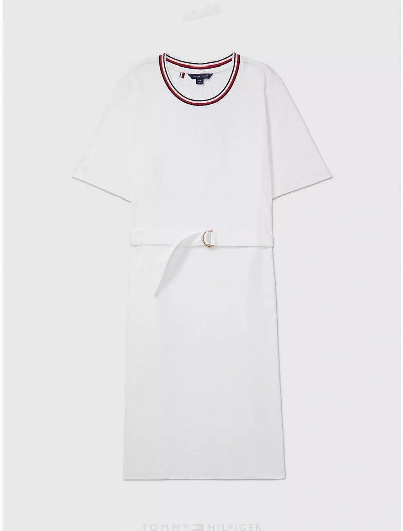 Tommy Hilfiger Belted Shift Dress Dresses & Skirts Optic White TH | 5839-XNAKB