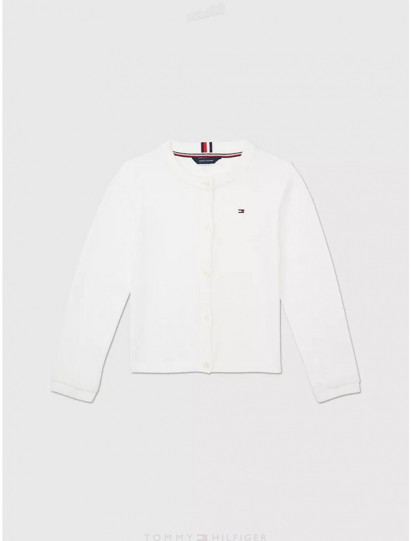 Tommy Hilfiger Big Kids' Cardigan Sweatshirts & Sweaters Fresh White | 0938-XYJRL