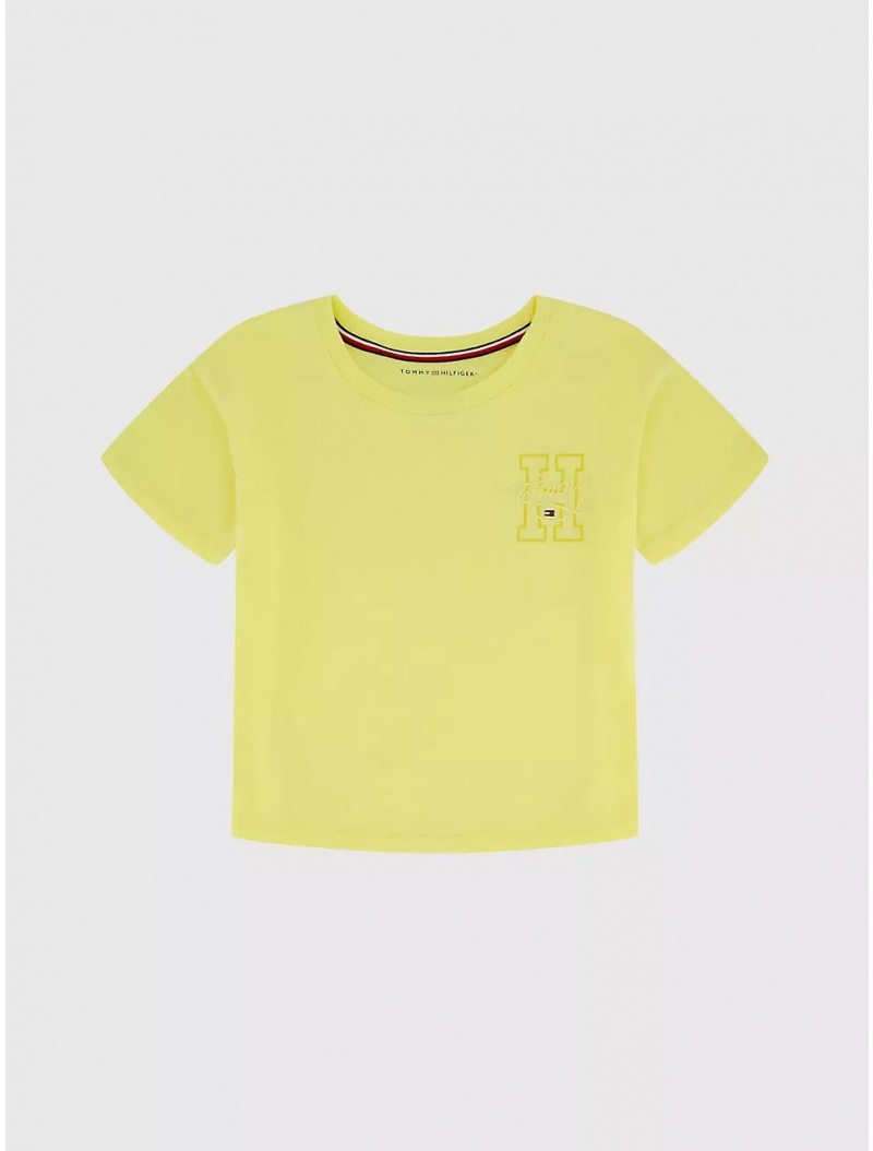 Tommy Hilfiger Big Kids\' H Logo T-Shirt T-Shirts Lemonade | 2384-BPGVU