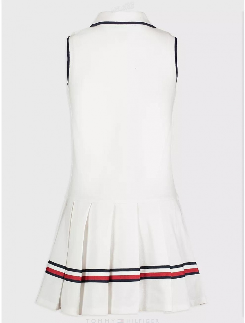 Tommy Hilfiger Big Kids' Pleated Polo Dress Dresses & Skirts White | 9085-FCSOB